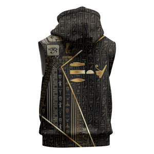 Egypt Deshret Crown Sleeveless Zip Hoodie Ancient Mythology Pharaoh With Pschent