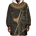 Egypt Deshret Crown Wearable Blanket Hoodie Ancient Mythology Pharaoh With Pschent