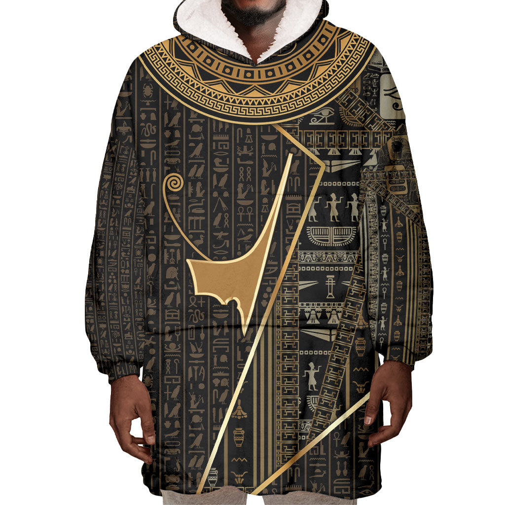 Egypt Deshret Crown Wearable Blanket Hoodie Ancient Mythology Pharaoh With Pschent