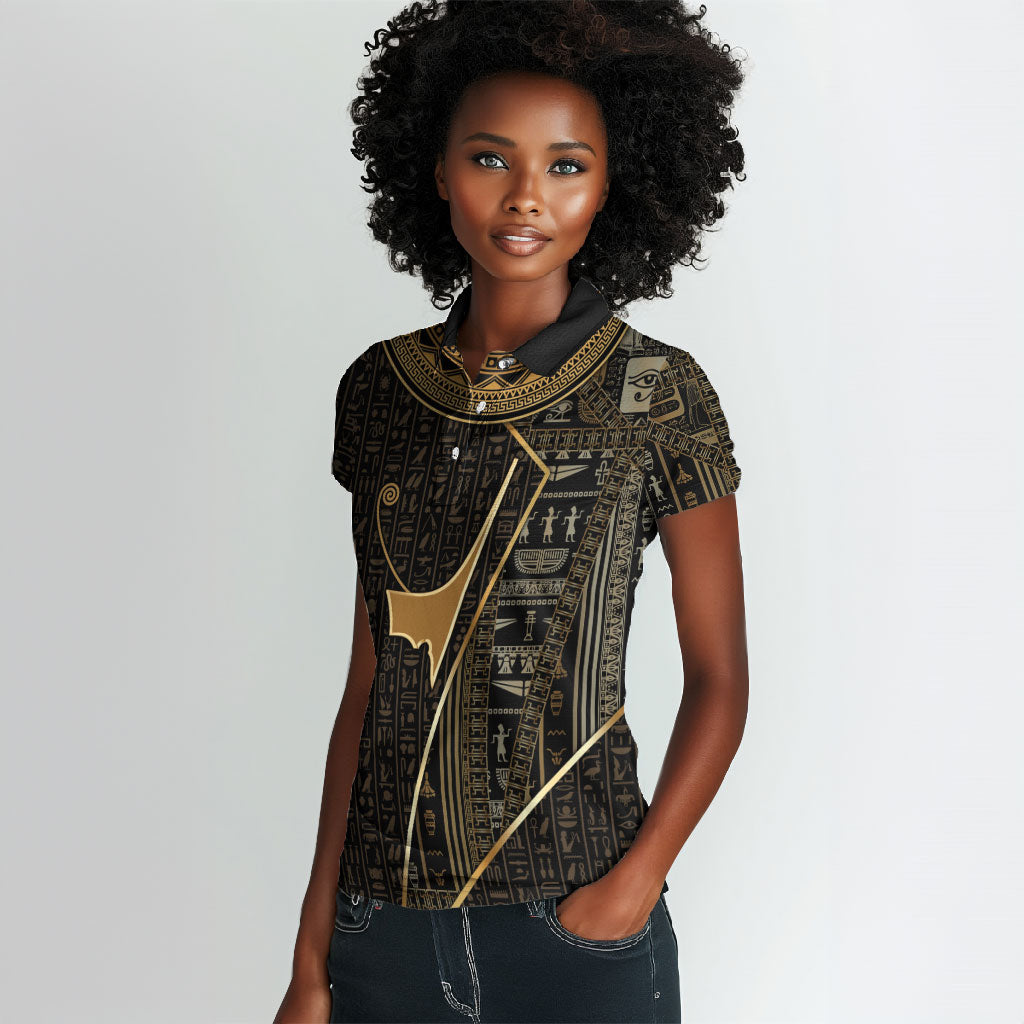 Egypt Deshret Crown Women Polo Shirt Ancient Mythology Pharaoh With Pschent