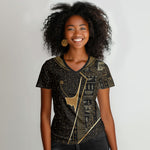 Egypt Deshret Crown Women V-Neck T-Shirt Ancient Mythology Pharaoh With Pschent