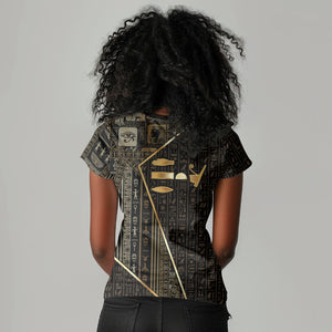 Egypt Deshret Crown Women V-Neck T-Shirt Ancient Mythology Pharaoh With Pschent