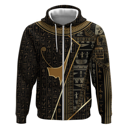 Egypt Deshret Crown Zip Hoodie Ancient Mythology Pharaoh With Pschent