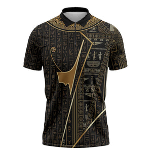 Egypt Deshret Crown Zipper Polo Shirt Ancient Mythology Pharaoh With Pschent