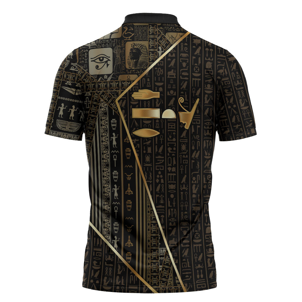 Egypt Deshret Crown Zipper Polo Shirt Ancient Mythology Pharaoh With Pschent