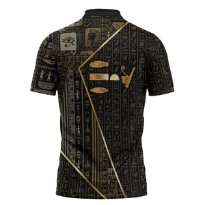 Egypt Deshret Crown Zipper Polo Shirt Ancient Mythology Pharaoh With Pschent