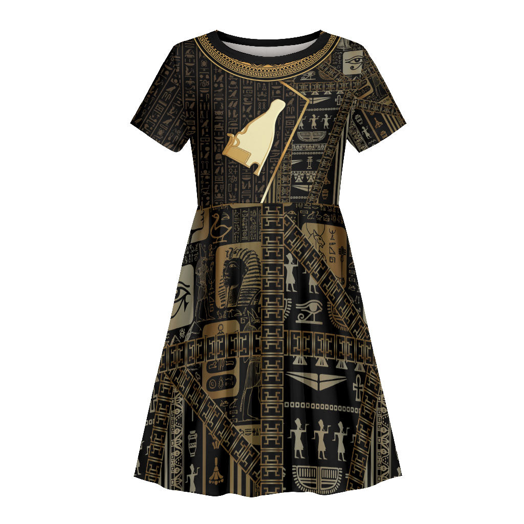 Egypt Hedjet Crown Kid Short Sleeve Dress Ancient Mythology Upper Pharaoh