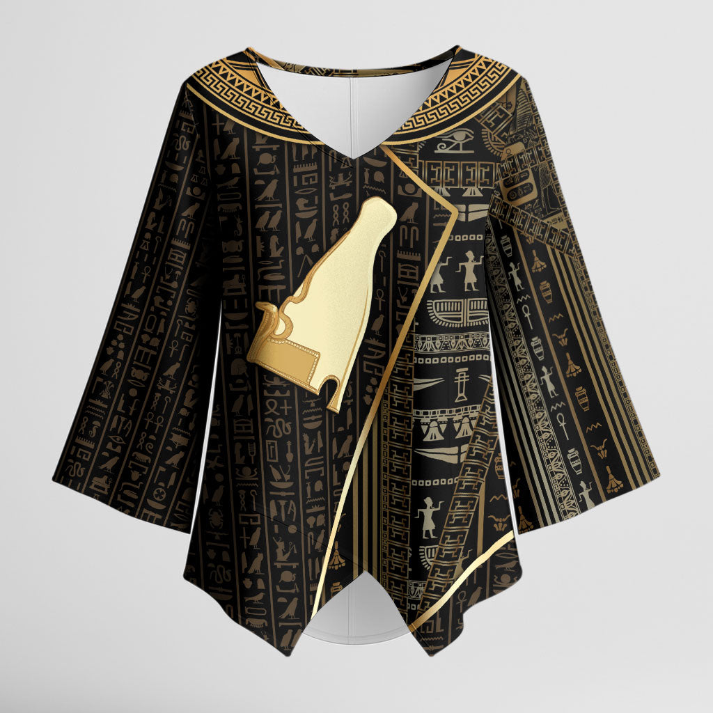 Egypt Hedjet Crown Kimono Sleeve Blouse Ancient Mythology Upper Pharaoh