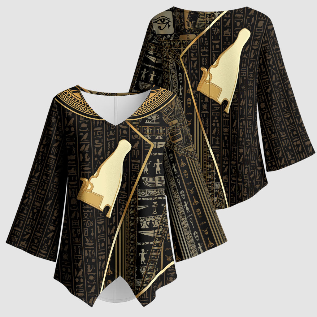 Egypt Hedjet Crown Kimono Sleeve Blouse Ancient Mythology Upper Pharaoh