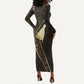 Egypt Hedjet Crown Long Sleeve Bodycon Dress Ancient Mythology Upper Pharaoh