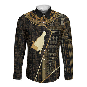 Egypt Hedjet Crown Long Sleeve Button Shirt Ancient Mythology Upper Pharaoh
