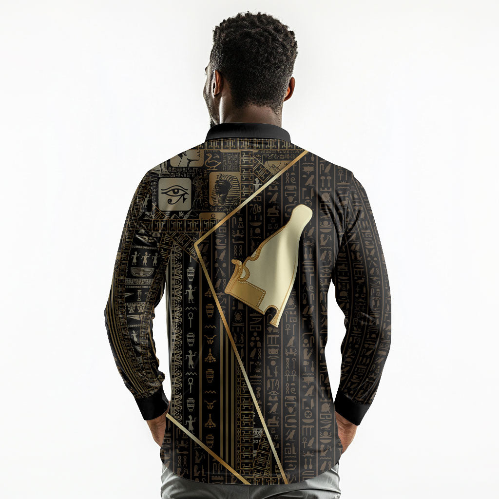 Egypt Hedjet Crown Long Sleeve Polo Shirt Ancient Mythology Upper Pharaoh