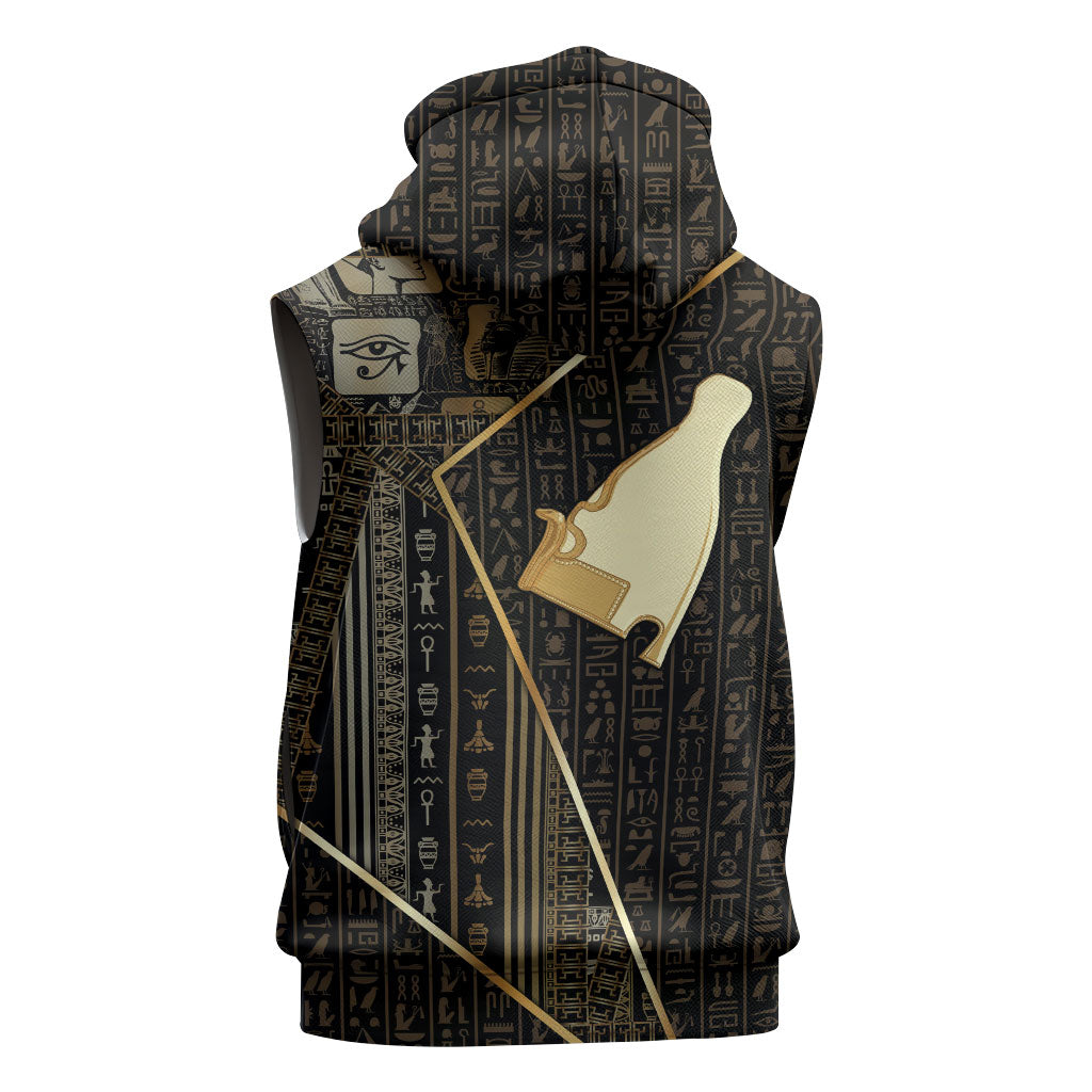 Egypt Hedjet Crown Sleeveless Zip Hoodie Ancient Mythology Upper Pharaoh