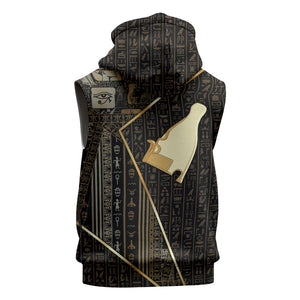 Egypt Hedjet Crown Sleeveless Zip Hoodie Ancient Mythology Upper Pharaoh