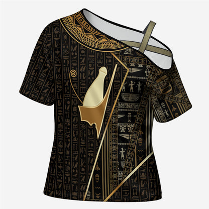 Egypt Pschent Crown Cross Shoulder Shirt Ancient Mythology Unified Pharaoh