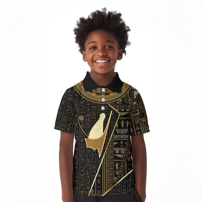 Egypt Pschent Crown Kid Polo Shirt Ancient Mythology Unified Pharaoh