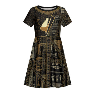 Egypt Pschent Crown Kid Short Sleeve Dress Ancient Mythology Unified Pharaoh