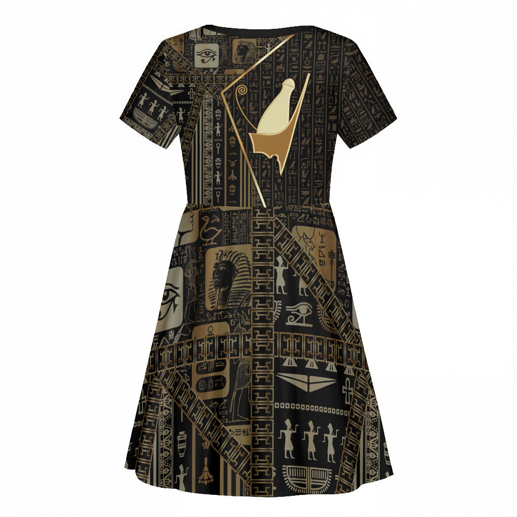 Egypt Pschent Crown Kid Short Sleeve Dress Ancient Mythology Unified Pharaoh