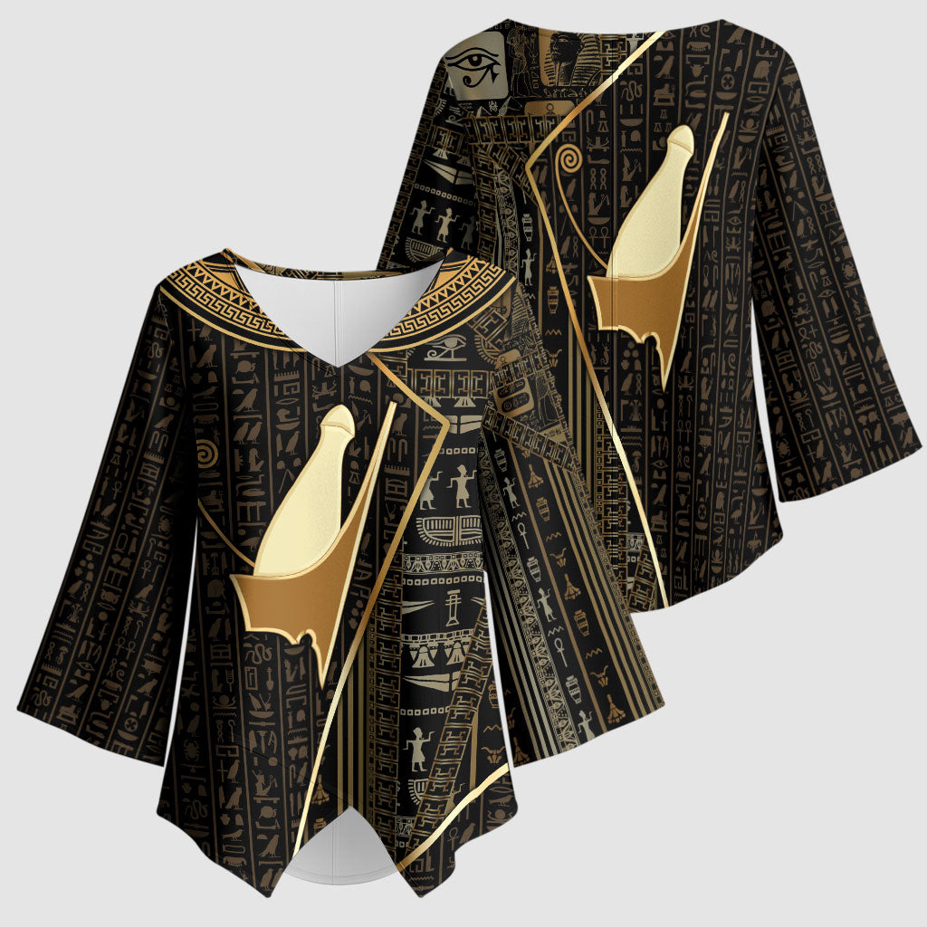 Egypt Pschent Crown Kimono Sleeve Blouse Ancient Mythology Unified Pharaoh