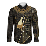 Egypt Pschent Crown Long Sleeve Button Shirt Ancient Mythology Unified Pharaoh