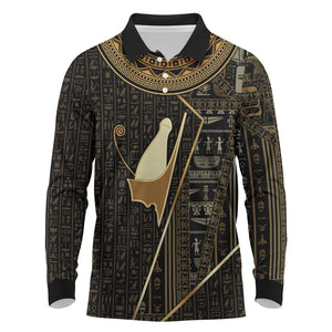 Egypt Pschent Crown Long Sleeve Polo Shirt Ancient Mythology Unified Pharaoh