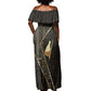 Egypt Pschent Crown Off Shoulder Maxi Dress Ancient Mythology Unified Pharaoh