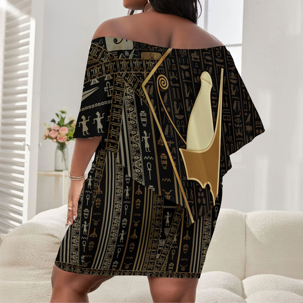 Egypt Pschent Crown Off Shoulder Short Dress Ancient Mythology Unified Pharaoh
