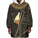 Egypt Pschent Crown Wearable Blanket Hoodie Ancient Mythology Unified Pharaoh