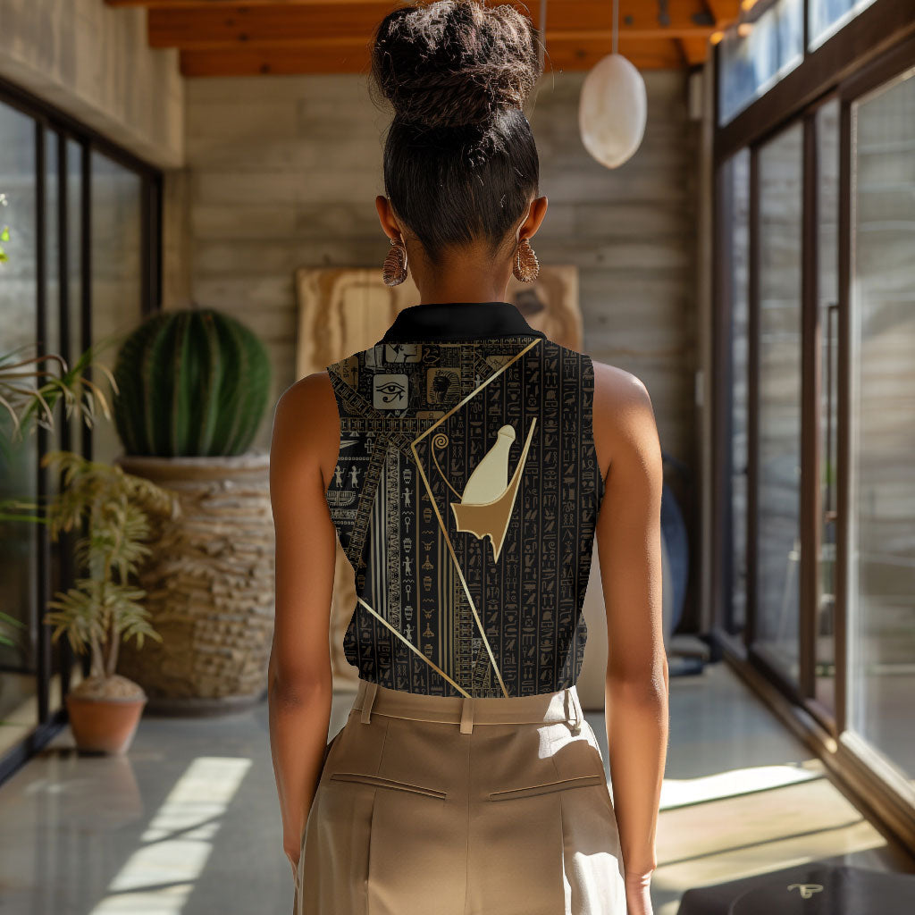 Egypt Pschent Crown Women Sleeveless Polo Shirt Ancient Mythology Unified Pharaoh