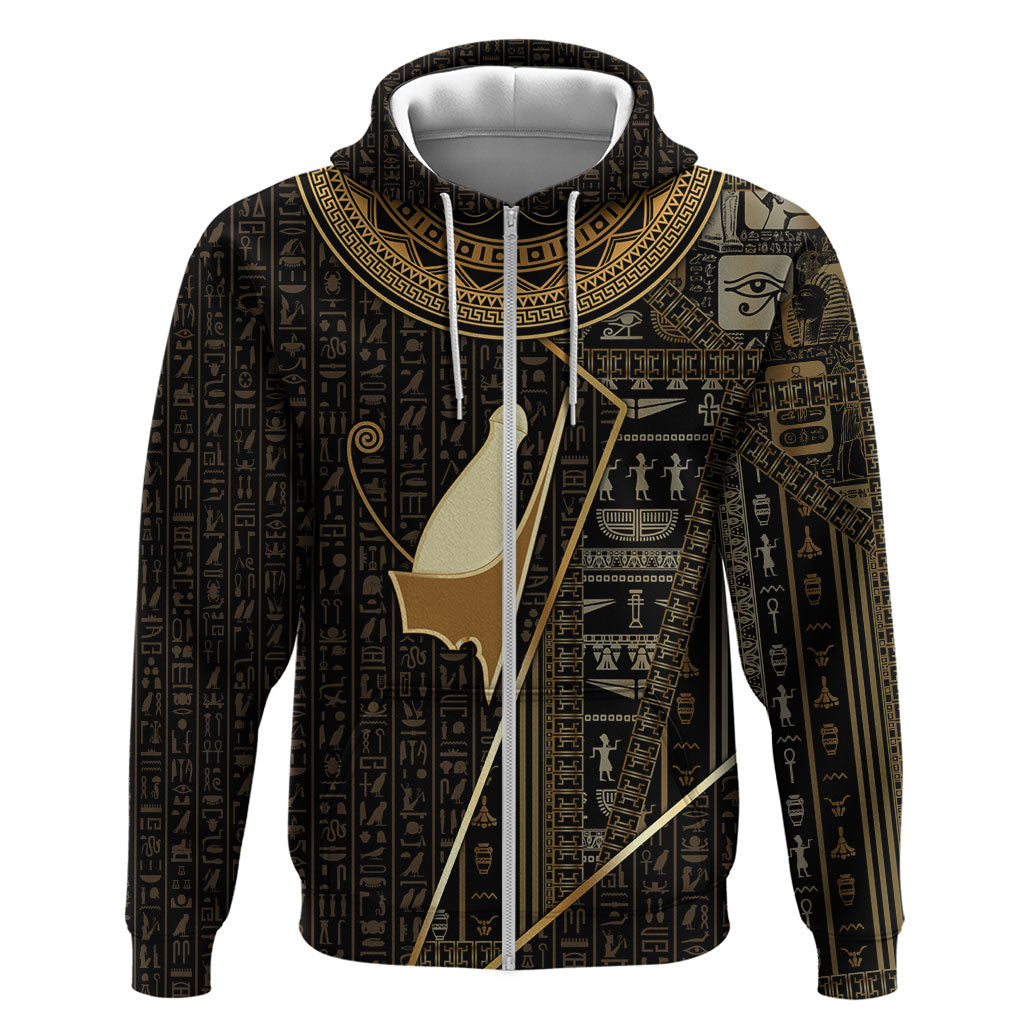 Egypt Pschent Crown Zip Hoodie Ancient Mythology Unified Pharaoh