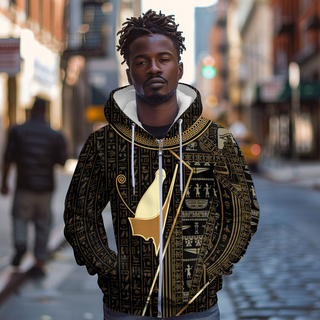 Egypt Pschent Crown Zip Hoodie Ancient Mythology Unified Pharaoh