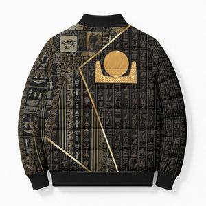 Egypt Akhet Bomber Puffer Jacket Ancient Mythology Horizon Sun Disk
