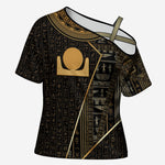 Egypt Akhet Cross Shoulder Shirt Ancient Mythology Horizon Sun Disk