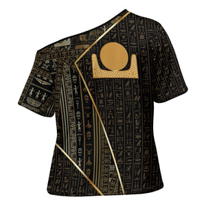 Egypt Akhet Cross Shoulder Shirt Ancient Mythology Horizon Sun Disk