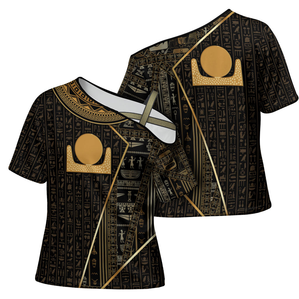 Egypt Akhet Cross Shoulder Shirt Ancient Mythology Horizon Sun Disk