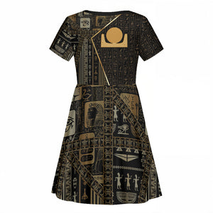 Egypt Akhet Kid Short Sleeve Dress Ancient Mythology Horizon Sun Disk