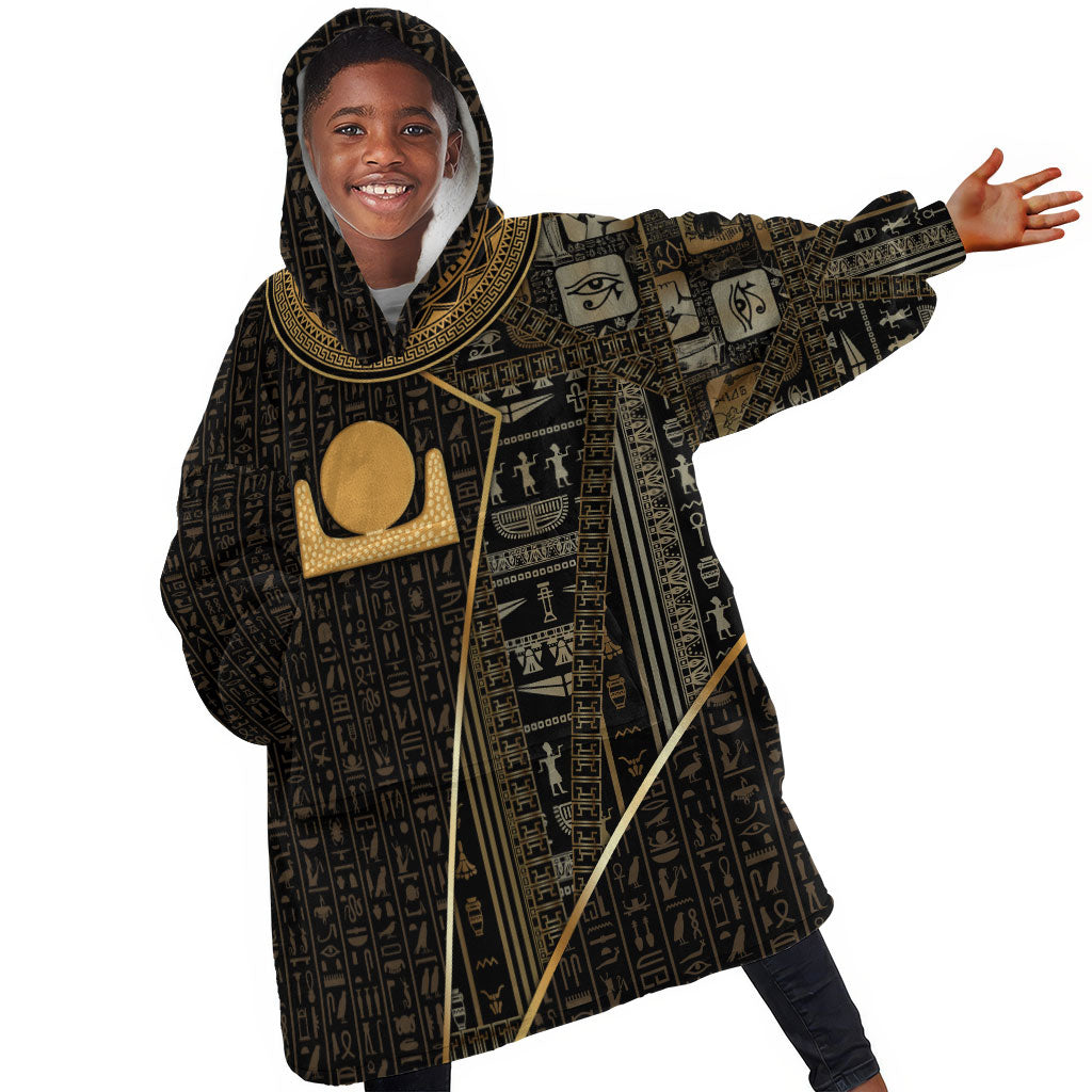 Egypt Akhet Kid Wearable Blanket Hoodie Ancient Mythology Horizon Sun Disk