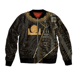 Egypt Akhet Sleeve Zip Bomber Jacket Ancient Mythology Horizon Sun Disk