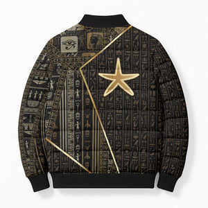 Egypt Seba Bomber Puffer Jacket Ancient Mythology Golden Star Royal
