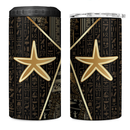 Egypt Seba 4 in 1 Can Cooler Tumbler Ancient Mythology Golden Star Royal