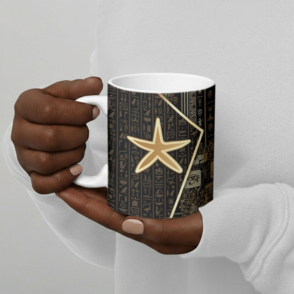 Egypt Seba Ceramic Mug Ancient Mythology Golden Star Royal