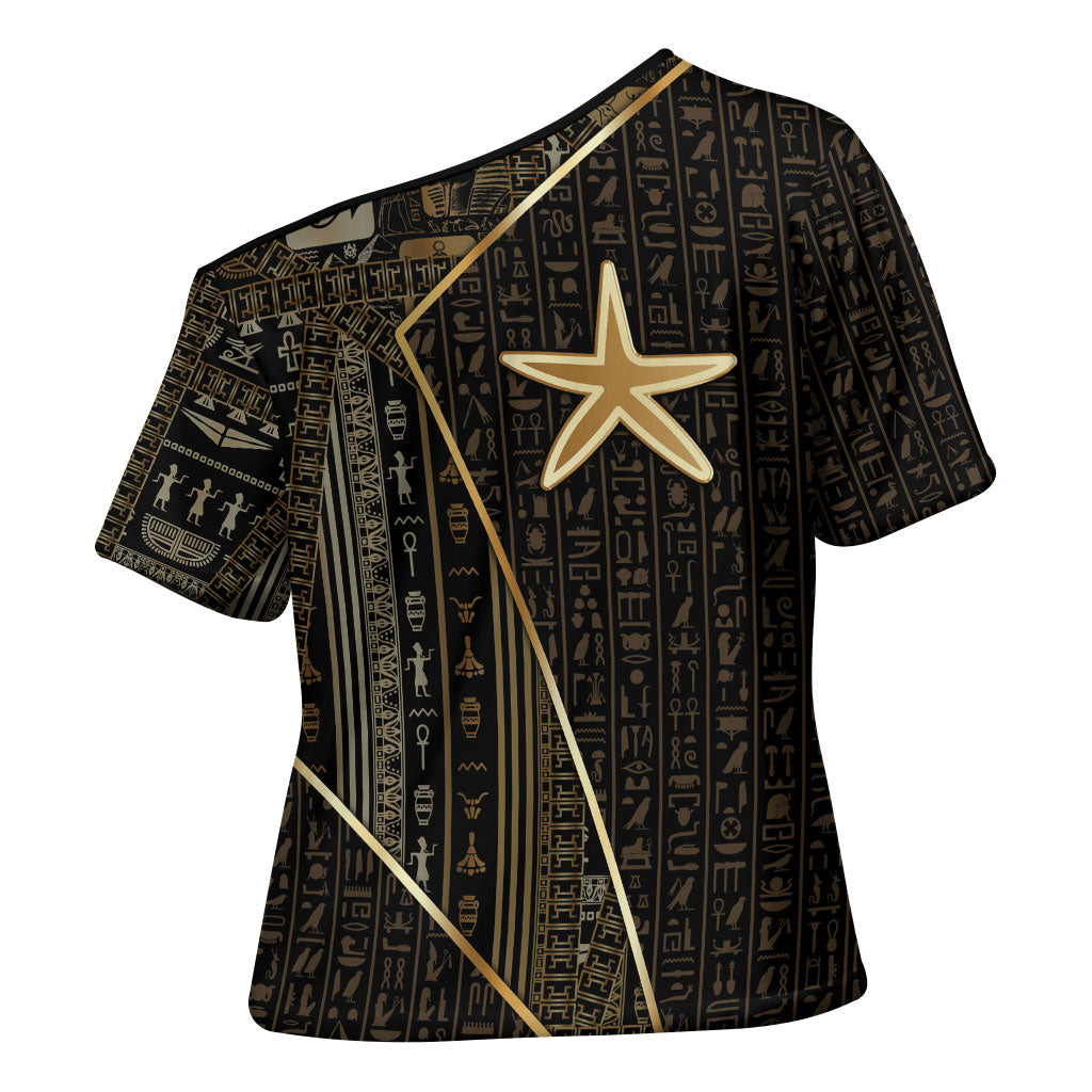 Egypt Seba Cross Shoulder Shirt Ancient Mythology Golden Star Royal