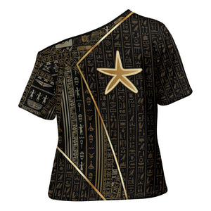 Egypt Seba Cross Shoulder Shirt Ancient Mythology Golden Star Royal
