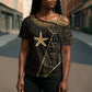 Egypt Seba Cross Shoulder Shirt Ancient Mythology Golden Star Royal