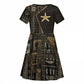 Egypt Seba Kid Short Sleeve Dress Ancient Mythology Golden Star Royal