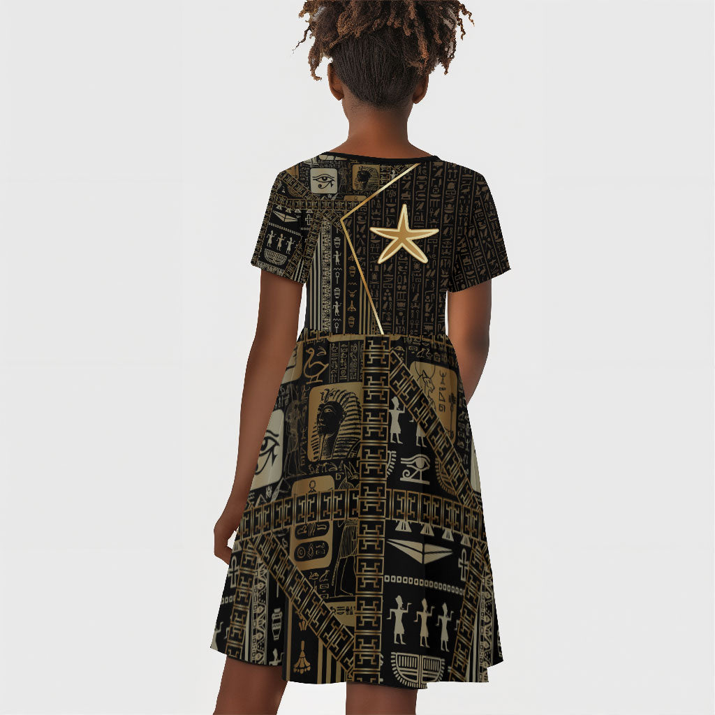 Egypt Seba Kid Short Sleeve Dress Ancient Mythology Golden Star Royal