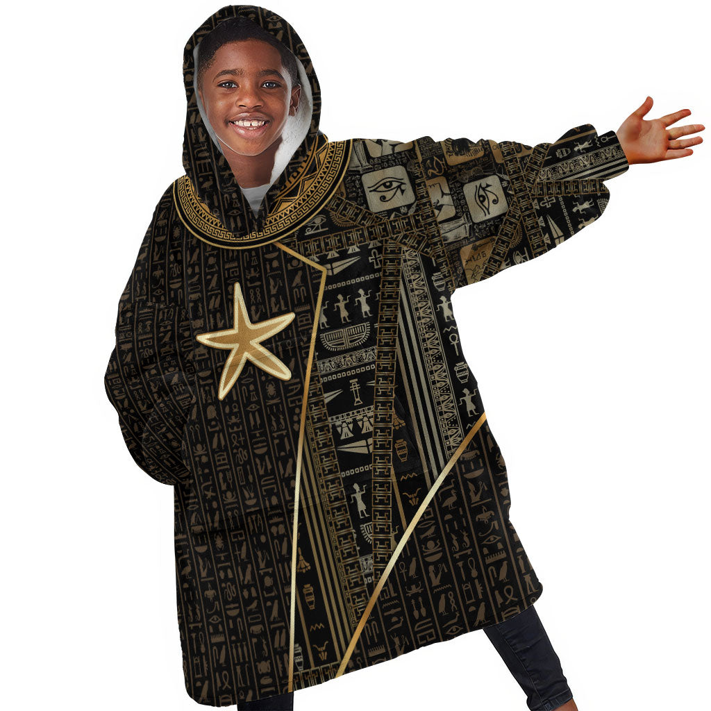 Egypt Seba Kid Wearable Blanket Hoodie Ancient Mythology Golden Star Royal
