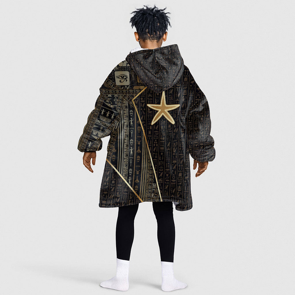 Egypt Seba Kid Wearable Blanket Hoodie Ancient Mythology Golden Star Royal