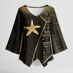 Egypt Seba Kimono Sleeve Blouse Ancient Mythology Golden Star Royal