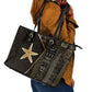 Egypt Seba Leather Tote Bag Ancient Mythology Golden Star Royal